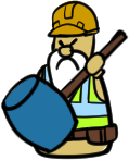 The Foreman, a hard-hatted gnome boss, peering in from the corner